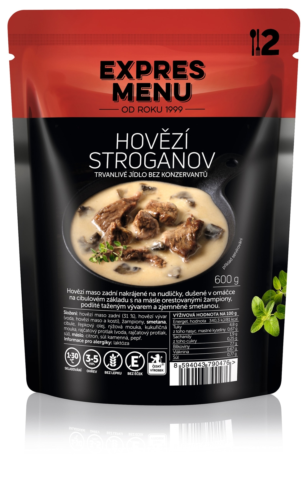 Expres menu Hovězí Stroganov bez lepku 2 porce