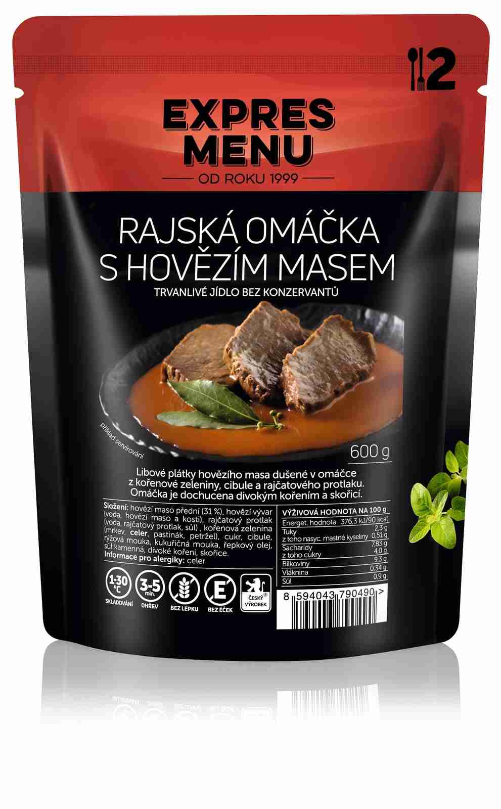 Expres menu Rajská omáčka s hovězím masem bez lepku 2 porce