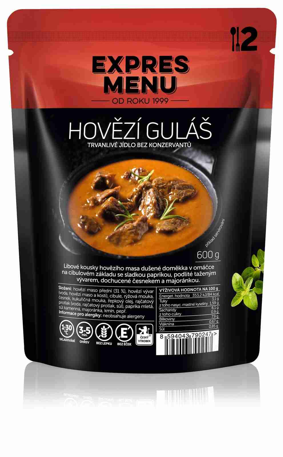 Expres menu Hovězí guláš bez lepku 2 porce