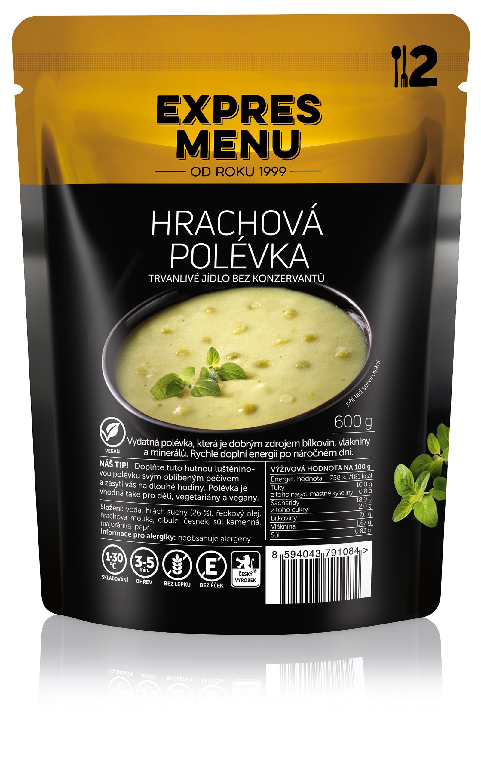 Expres menu Hrachová polévka bez lepku 2 porce