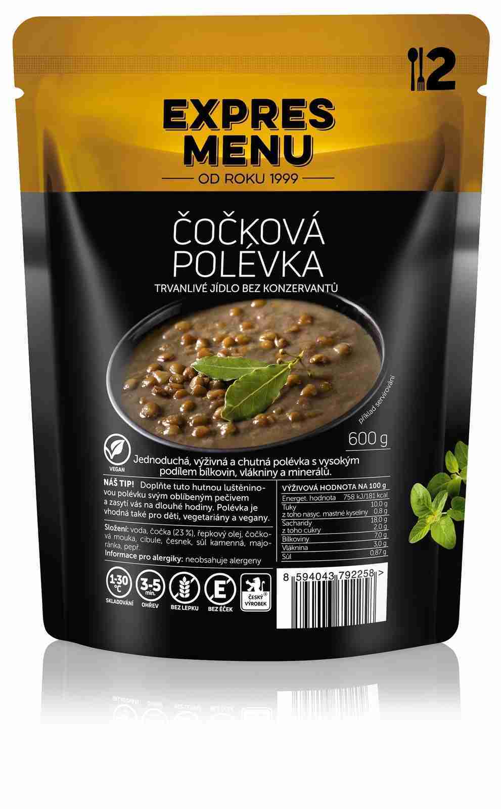 Expres menu Čočková polévka bez lepku 2 porce