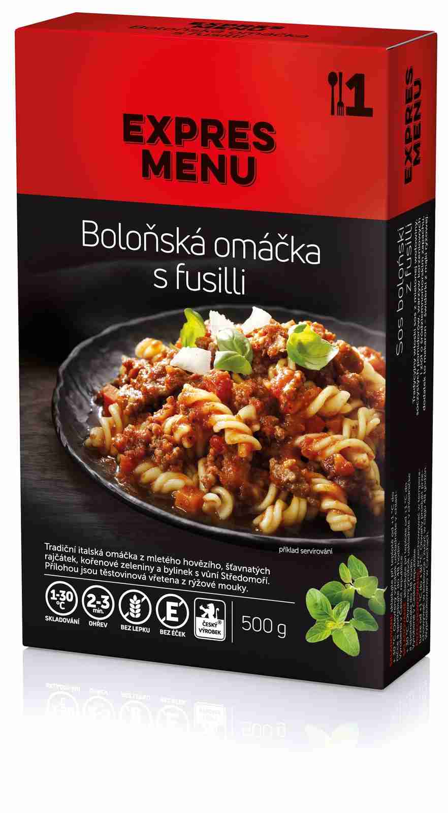Expres menu KM Boloňská omáčka s fusilli bez lepku 1 porce