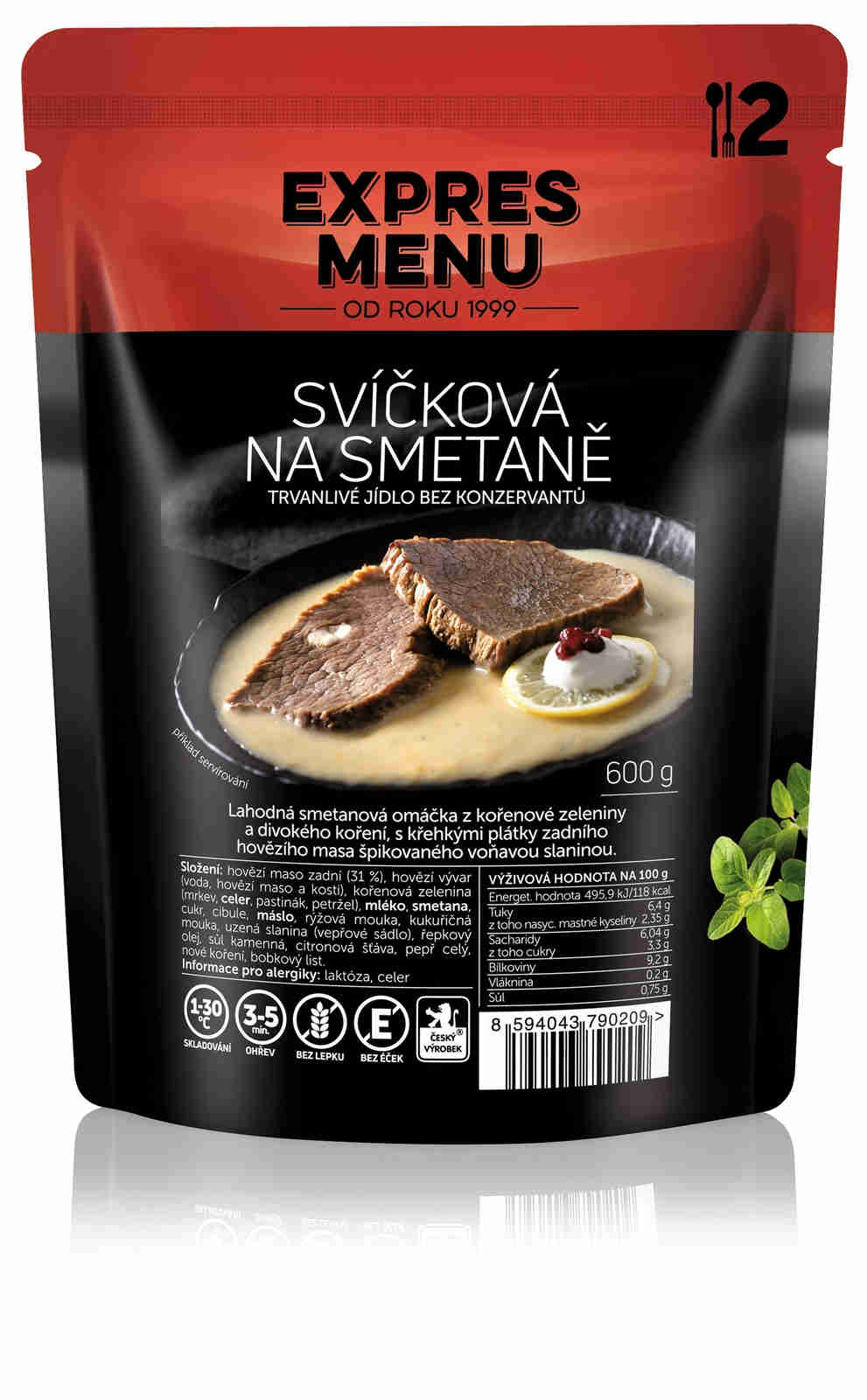 Expres menu Hovězí Svíčková na smetaně bez lepku 2 porce