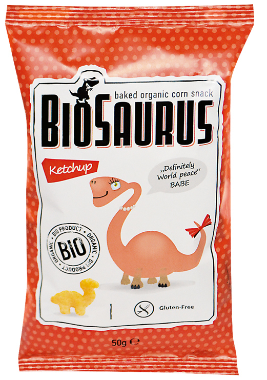 Biosaurus BIO Bezlepkové kukuřičné křupky s kečupem 50 g