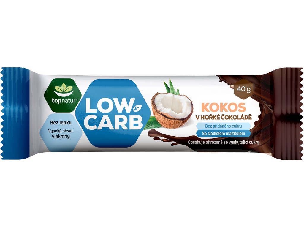 Topnatur Low carb tyčinka kokos v čokoládě 40 g