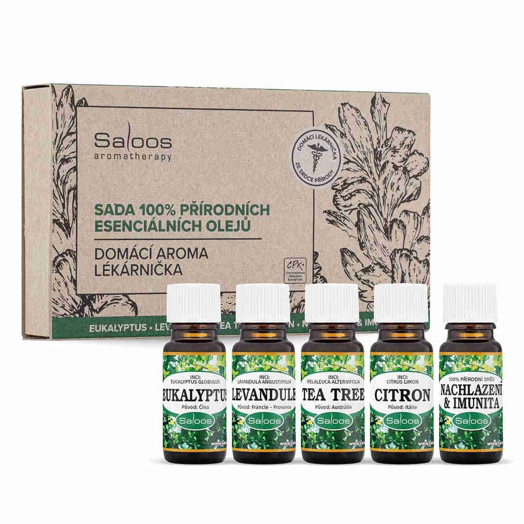 Saloos Domácí aroma lékárnička sada 100% přírodních esenciálních olejů 5x 10 ml