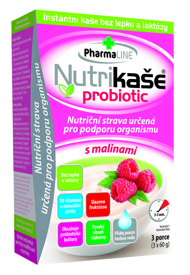 PharmaLINE Nutrikaše probiotic s malinami 180g (3x60g)