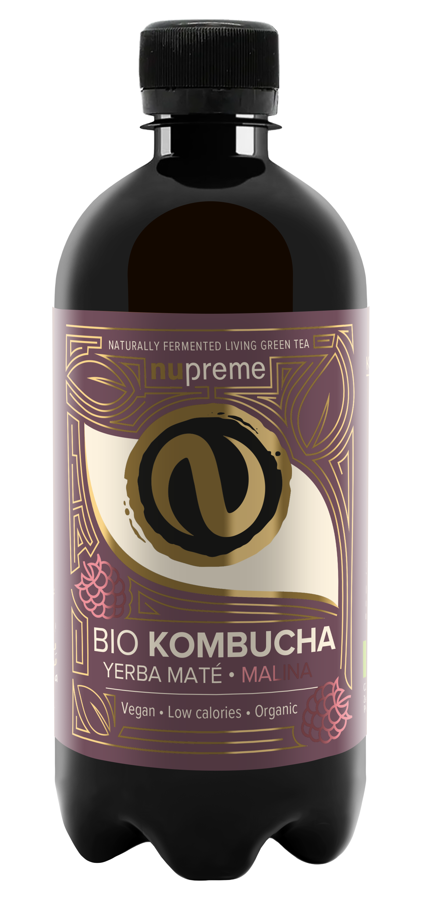 Nupreme Kombucha Yerba Maté malina BIO 400 ml