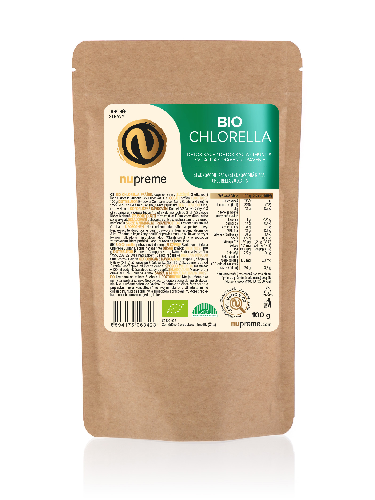 Nupreme BIO Chlorella prášek 100g