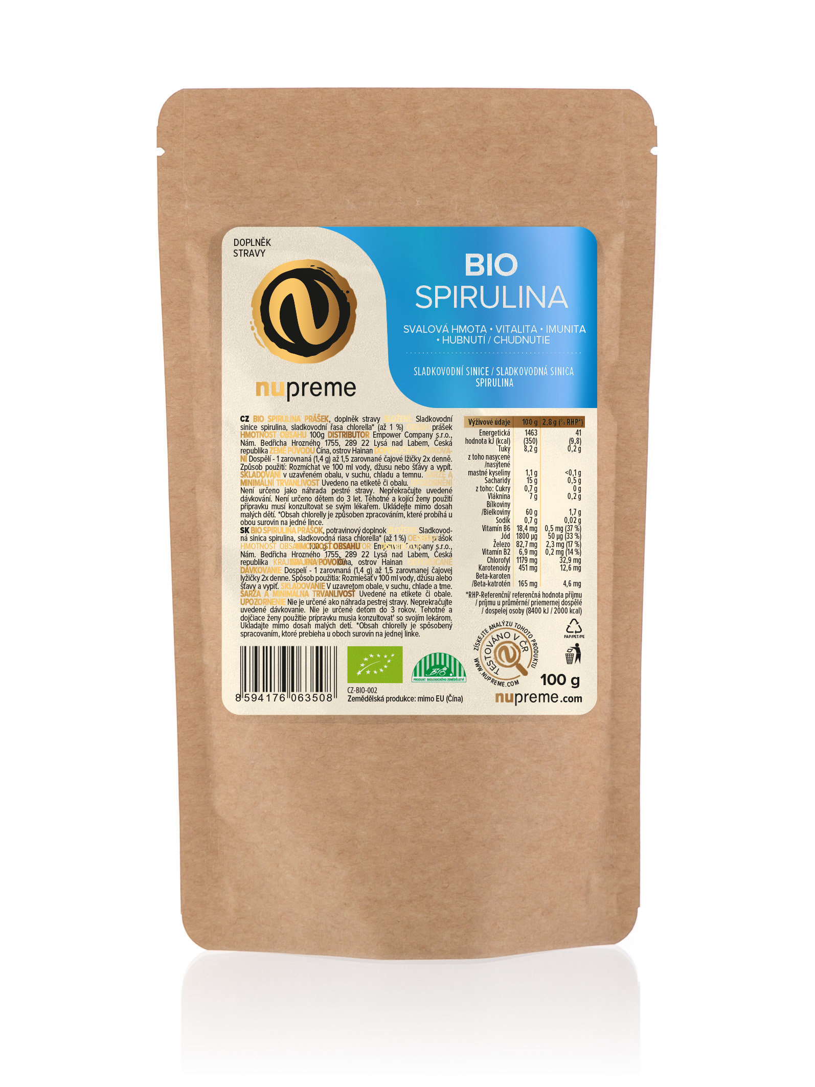 Nupreme BIO Spirulina prášek 100g