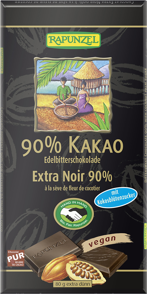 Rapunzel Bio Hořká čokoláda 90% s kokosovým cukrem 80 g