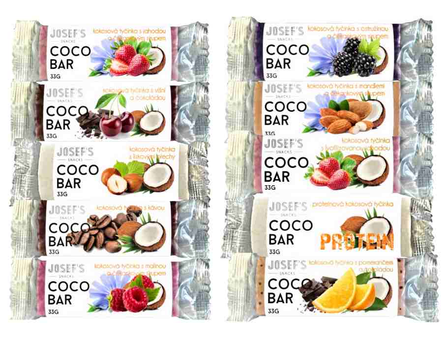 Josef´s snacks Kokosová tyčinka 33 g (Příchuť: Jahoda) DMT: 25.05.2024