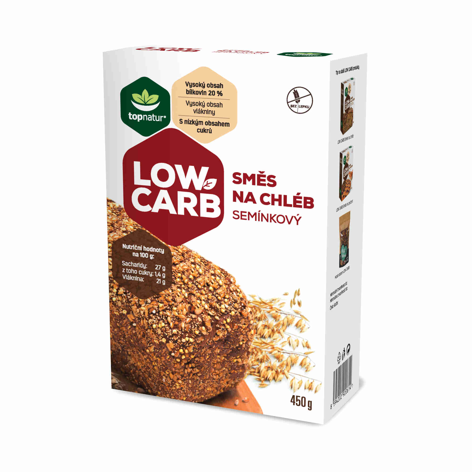 Topnatur Low Carb Směs na chléb semínkový 450 g