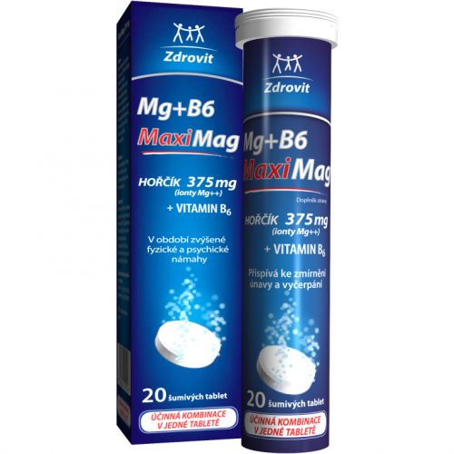 Zdrovit MaxiMag Hořčík 375 mg + B6 šumivé tablety 20 tbl.