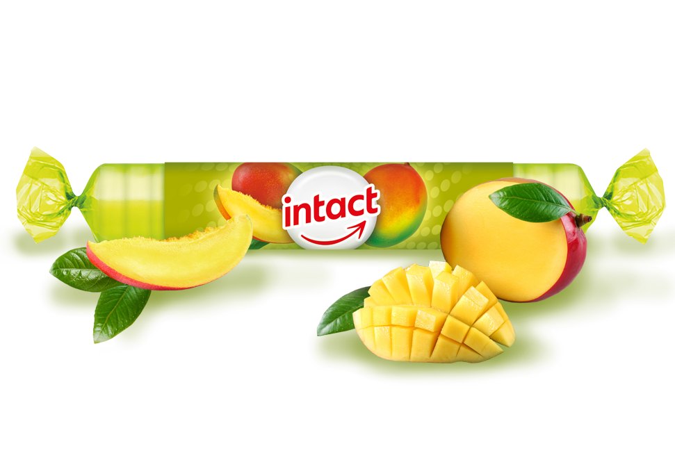 Intact rolička hroznový cukr 40 g Příchuť: Mango