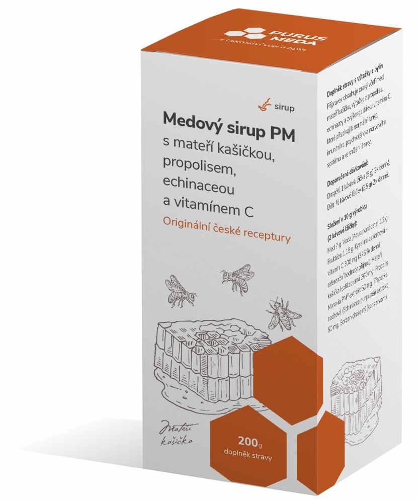 Purus Meda PM Medový sirup s mateří kašičkou, propolisem, echinaceou a vitamínem C 200g