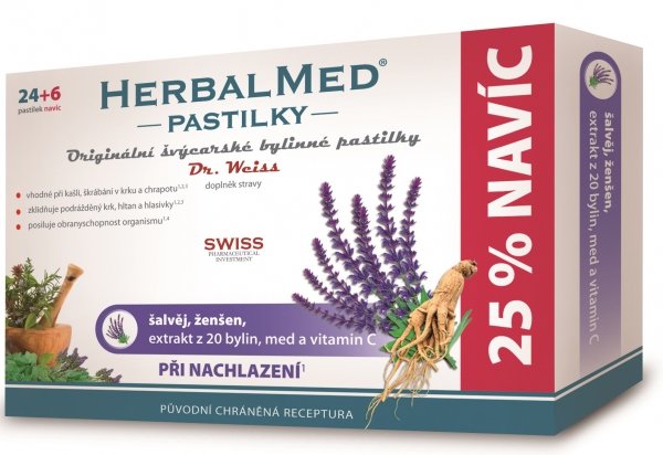 Simply You HerbalMed pastilky Dr. Weiss při nachlazení 24 pastilek + 6 pastilek ZDARMA