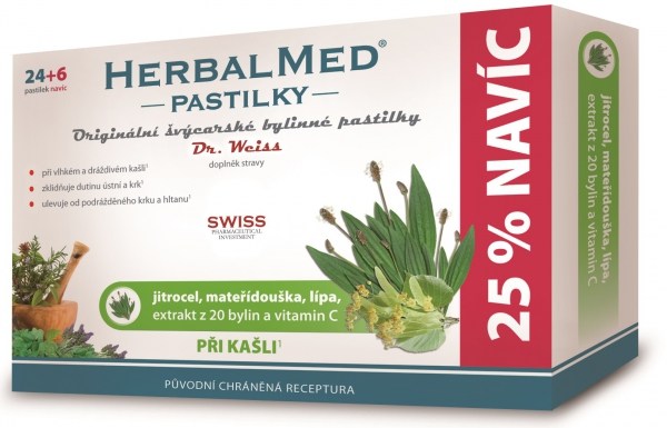Simply You HerbalMed pastilky Dr. Weiss při kašli 24 pastilek + 6 pastilek ZDARMA