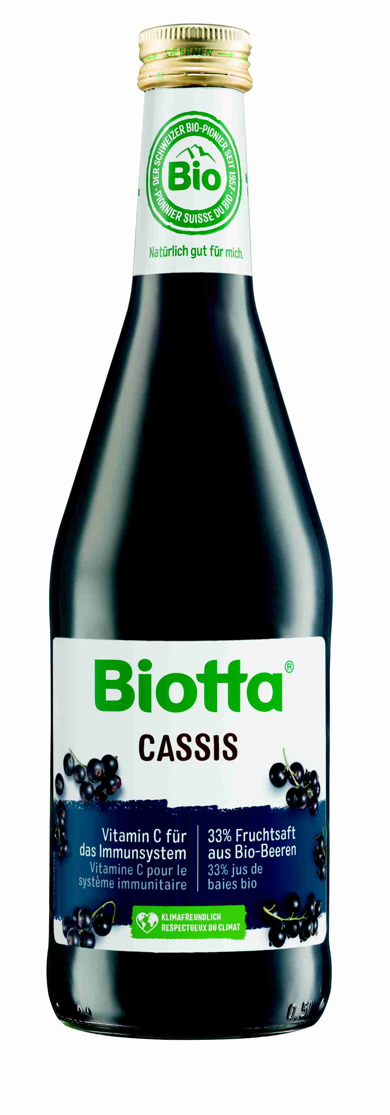 Biotta Černý rybíz Bio - ovocná šťáva s výtažkem z růžových lístků 500 ml