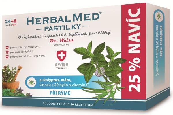 Simply You HerbalMed pastilky Dr. Weiss při rýmě 24 pastilek + 6 pastilek ZDARMA