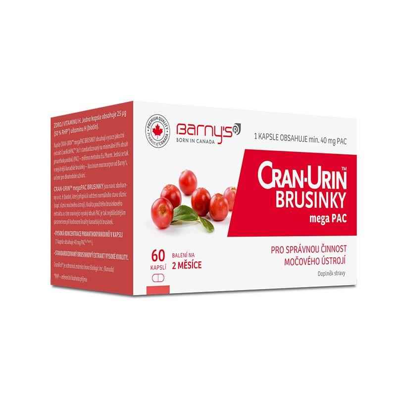 Barny´s Cran-Urin megaPAC brusinky 60 kapslí