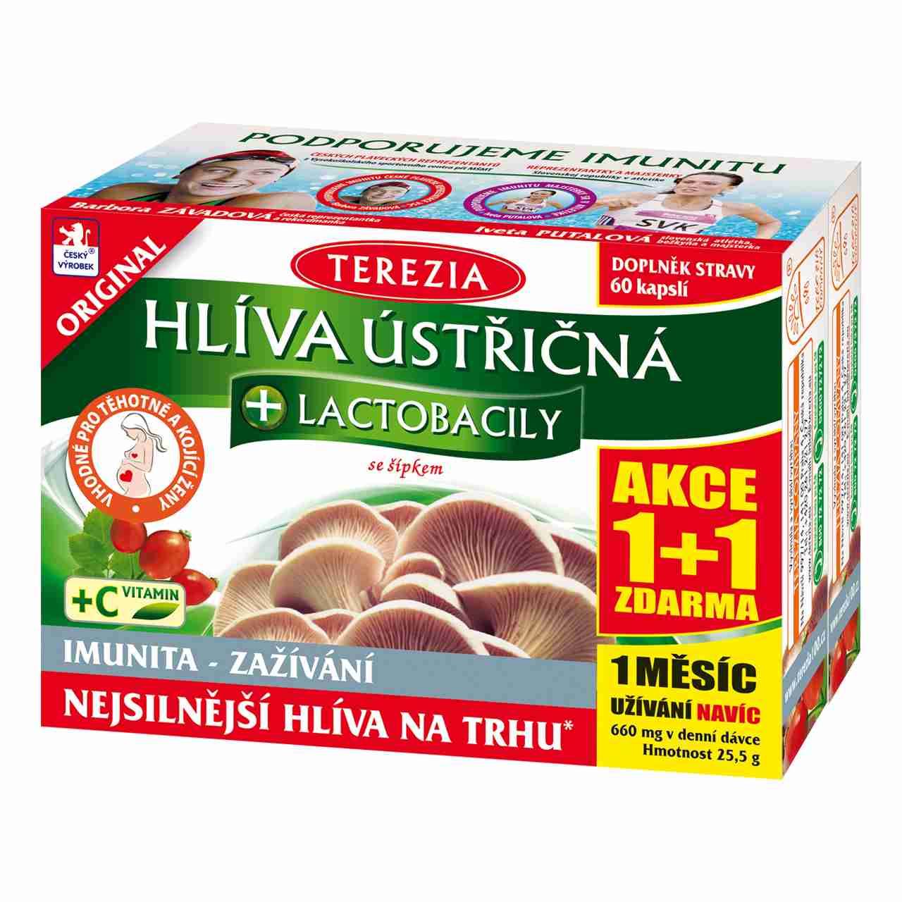 Terezia Hlíva ústřičná + laktobacily + vitamín C 60 kapslí + 60 kapslí