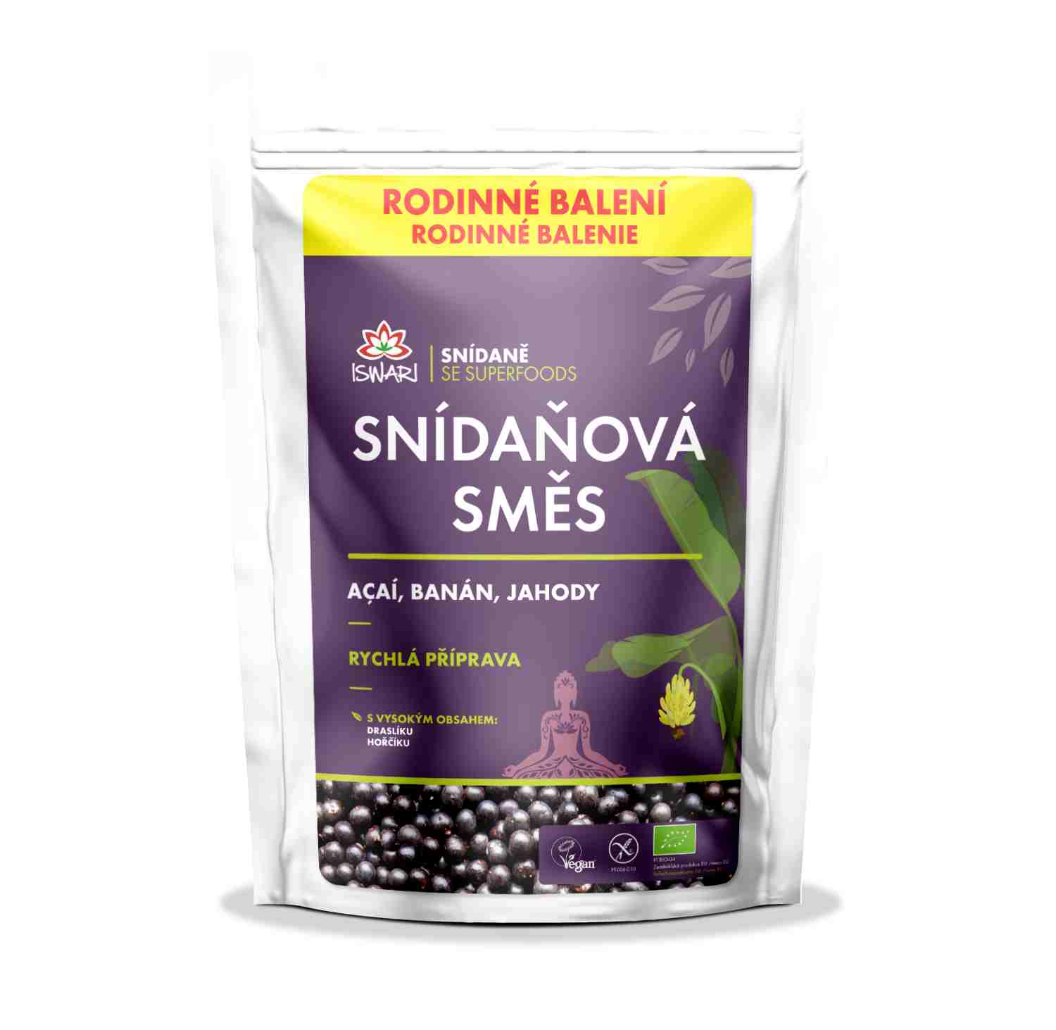 Iswari Bio snídaňová směs - Acai-jahoda-banán Balení: 1000 g