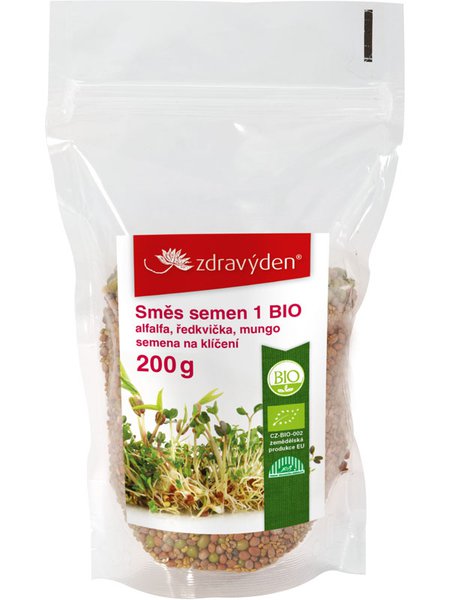 ZdravýDen® BIO Směs semen na klíčení 1 - alfalfa, ředkvička, mungo 200 g