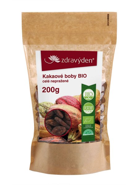 ZdravýDen® BIO Kakaové boby celé nepražené RAW Balení: 200 g