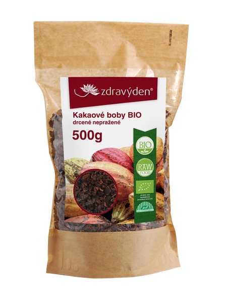 ZdravýDen® BIO Kakaové boby drcené nepražené RAW Balení: 500 g