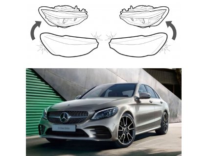 Kryty předních světel pro Mercedes Benz C W205 (2019-2021) Facelift (Orientace Pravá)