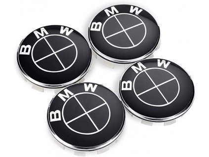 BMW středové krytky kol pokličky 68mm černé (sada 4ks)