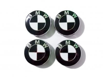 BMW středové krytky kol pokličky 68mm černobílé (sada 4ks)