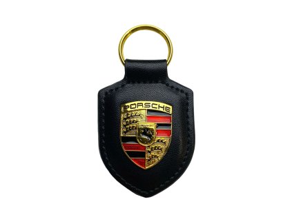 Porsche klíčenka kožená s logem černá
