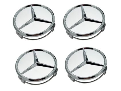 MERCEDES BENZ středové krytky kol pokličky hvězda stříbrné 75mm (sada 4ks)