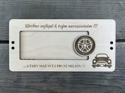 Dřevěná kazeta na peníze - MILIÓN - AUTO