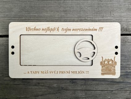 Dřevěná kazeta na peníze - MILIÓN - KAMION 1