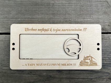 Dřevěná kazeta na peníze - MILIÓN - KAMION 2