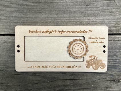 Dřevěná kazeta na peníze - MILIÓN - TRAKTOR 2