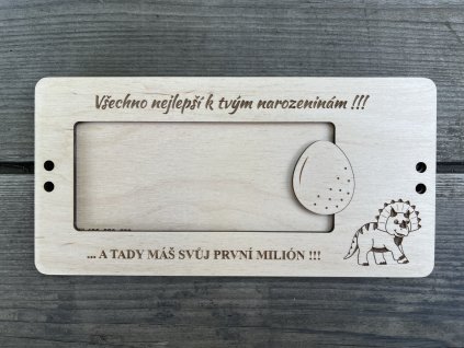Dřevěná kazeta na peníze - MILIÓN - DINOSAURUS