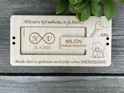 Dřevěná kazeta na peníze - MILIÓN - SVATBA 1
