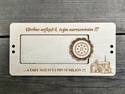 Dřevěná kazeta na peníze - MILIÓN - TRAKTOR 1