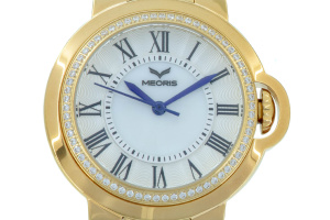  Dámské společenské Quartz hodinky Beauty YG  jsou vyrobené ze zlacené ušlechtilé nerezové oceli a zdobené krystaly SWAROVSKI (detail)