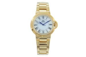  Dámské společenské Quartz hodinky Beauty YG  jsou vyrobené ze zlacené ušlechtilé nerezové oceli a zdobené krystaly SWAROVSKI