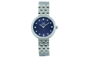  Dámské společenské Quartz hodinky MEORIS Noblesse SB z leštěné ušlechtilé nerezové oceli a zdobené krystaly SWAROVSKI
