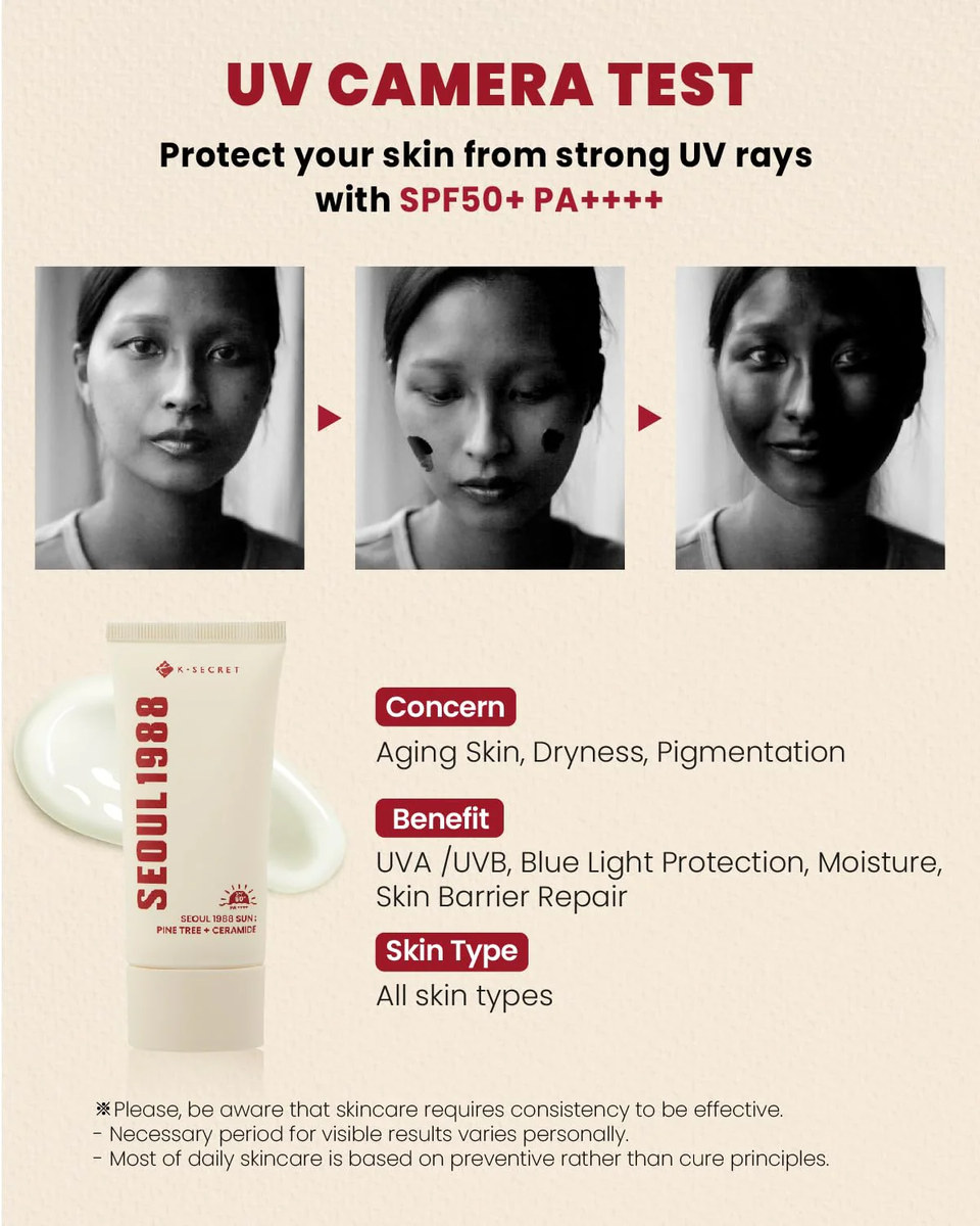UV camera test KSECRET SEOUL 1988 SPF50+ PA++++