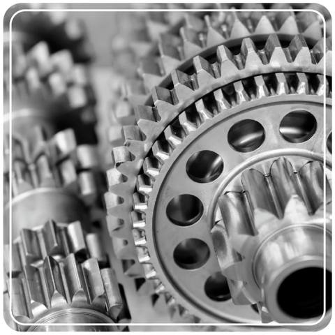 Detailný záber na mechanizmus ozubených kolies