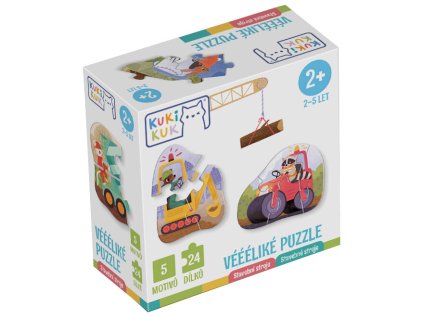 KukiKuk - Vééliké puzzle Stavebné stroje