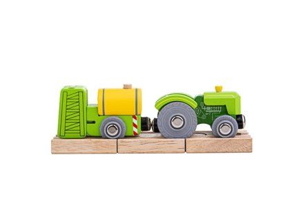 Traktor s vlečkou zelený