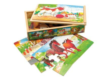 Drevené puzzle v krabičke zvieratká